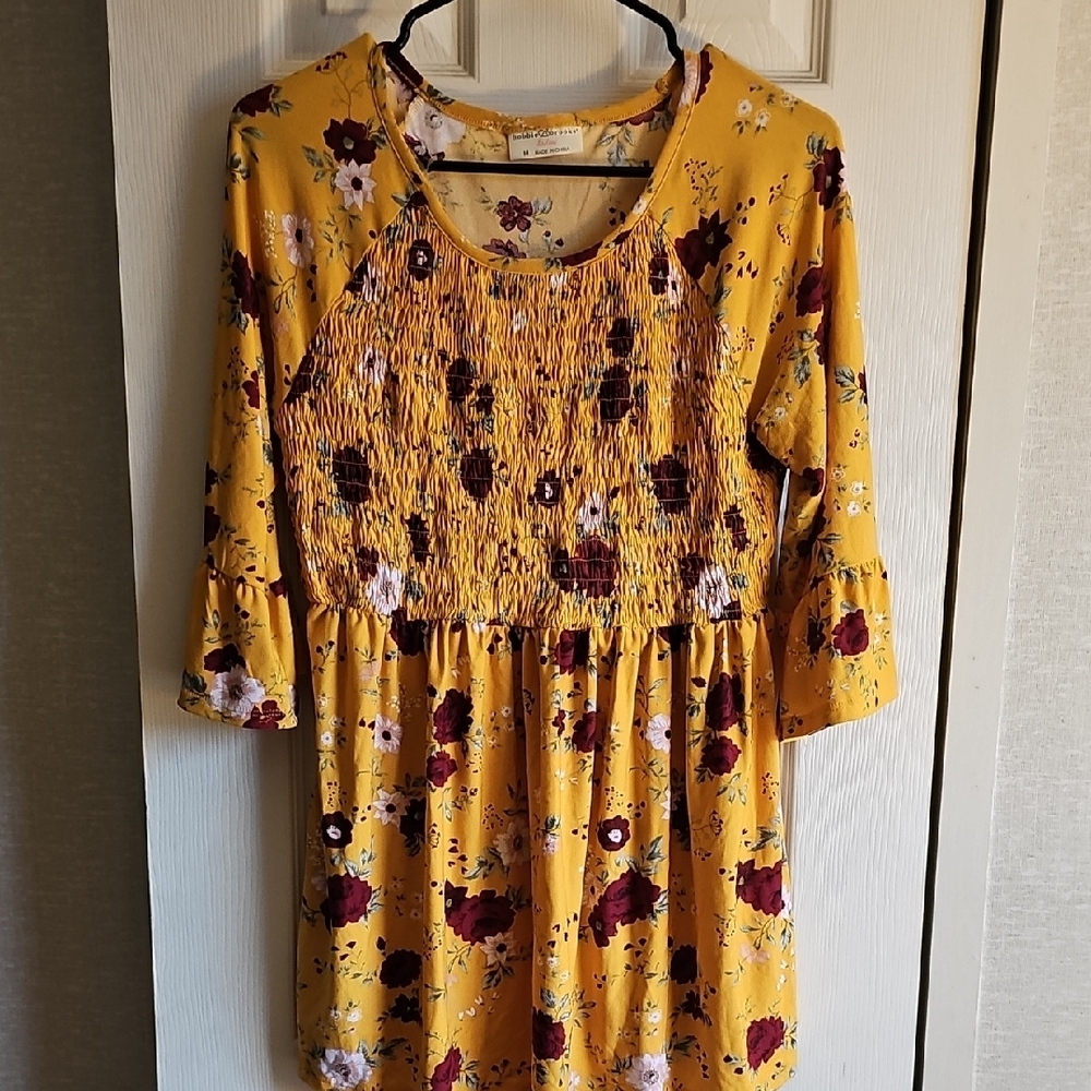 Floral Yellow Smocked Dress